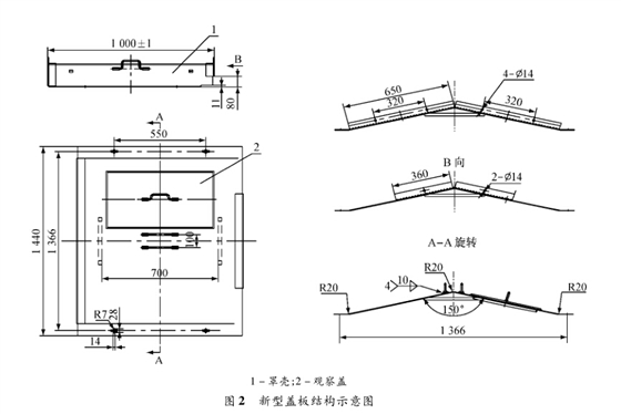 鑄石刮板輸送機新型蓋板結(jié)構(gòu)示意圖