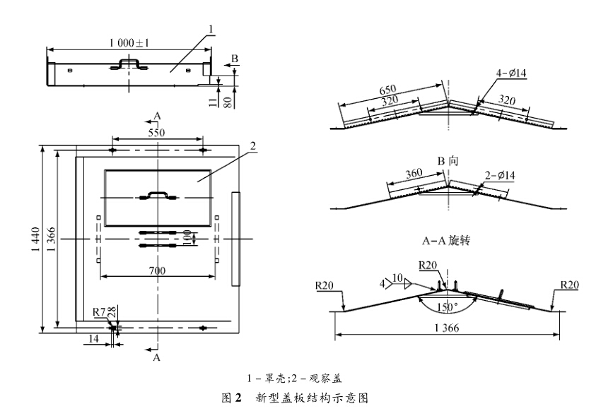 鑄石刮板輸送機(jī)新型蓋板結(jié)構(gòu)示意圖